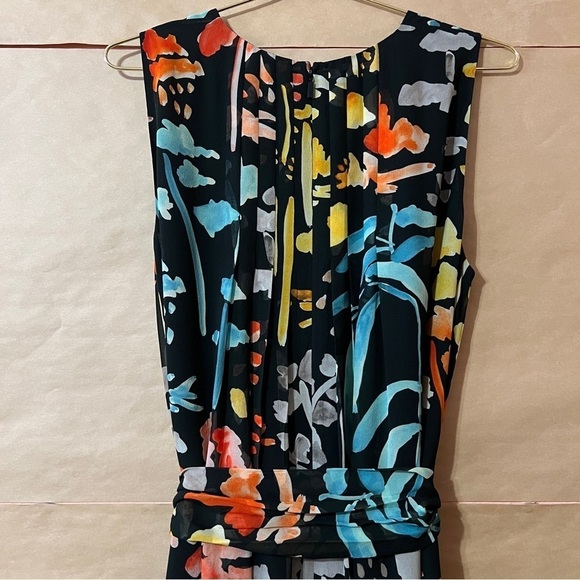 Lafayette 148 | Nia Blooming Eden Silk Midi Dress Pleated Tie Waist Size M - Picture 12 of 15